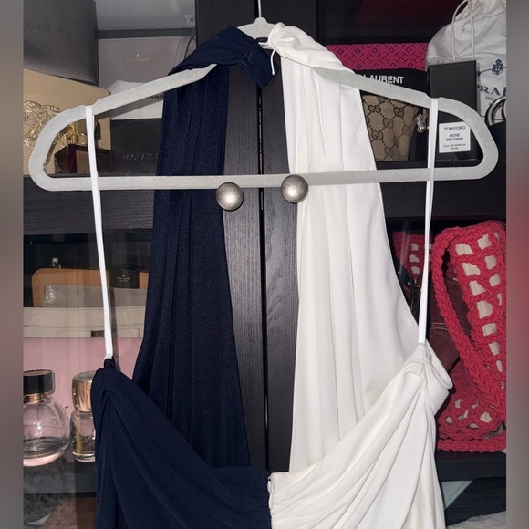 HALSTON Sondra Colorblock Jersey Halter Dress - Picture 6 of 14